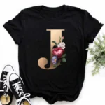 A B C D E English Alphabet Print T Shirt Women New Summer Couples Lovers Female T-Shirt Harajuku Casual Black Tops Tshirts - Image 14