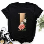 A B C D E English Alphabet Print T Shirt Women New Summer Couples Lovers Female T-Shirt Harajuku Casual Black Tops Tshirts - Image 15