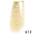 Synthetic Long Corn Wavy Ponytail Hairpiece Wrap on Hair Clip Ombre Brown Blonde Hair Extensions Pony Tail - Image 16
