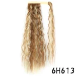 Synthetic Long Corn Wavy Ponytail Hairpiece Wrap on Hair Clip Ombre Brown Blonde Hair Extensions Pony Tail - Image 23