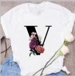 A B C D E English Alphabet Print T Shirt Women New Summer Couples Lovers Female T-Shirt Harajuku Casual Black Tops Tshirts - Image 10