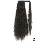 Synthetic Long Corn Wavy Ponytail Hairpiece Wrap on Hair Clip Ombre Brown Blonde Hair Extensions Pony Tail - Image 7