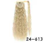 Synthetic Long Corn Wavy Ponytail Hairpiece Wrap on Hair Clip Ombre Brown Blonde Hair Extensions Pony Tail - Image 30