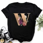 A B C D E English Alphabet Print T Shirt Women New Summer Couples Lovers Female T-Shirt Harajuku Casual Black Tops Tshirts - Image 18