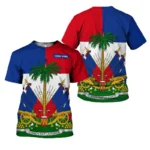 Haitian Flag Pattern T-Shirt For Men Haiti National Emblem 3D Printed Tees Summer Casual Loose T Shirts O-Neck Top Short Sleeves - Image 5