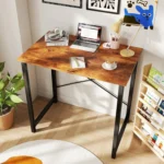 31 Inch Small Computer Desk for Home Office, Modern Study Writing Table with X-Shaped Reinforcement, Rustic Brown - Image 2