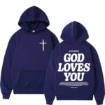 new2026Harajuku Aesthetic Christian Jesus Church Bible Verse God Loves You Hooded Men’s Women Vintage Sweatshirts Streetwear Y2K