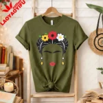 Frida Inspired Floral Portrait Shirt Minimalist Mexican Art Tee Graphic T Shirts Oversized T Shirt  Aesthetic Clothes Harajuku - Image 14