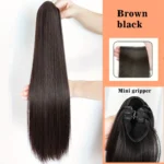 20inches Synthetic straight hair clip ponytail wig clip on a woman's ponytail hair extension wig natural black fake ponytail - Image 7