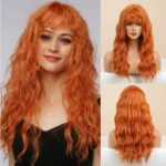 Brown Wavy Wigs for Women with Bangs Long Natural Synthetic Hair Wig Daily Cosplay Heat Resistant - Image 21