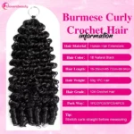 Uloversbeauty Burmese Curly Crochet Human Hair 20 22 Miracle Knots Crochet Human Hair 12A Feather Crochet Braids Hair Extensions - Image 3