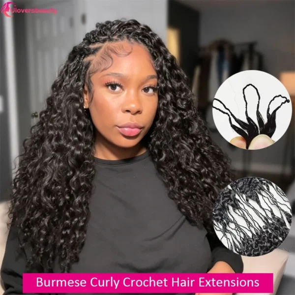 Uloversbeauty Burmese Curly Crochet Human Hair 20 22 Miracle Knots Crochet Human Hair 12A Feather Crochet Braids Hair Extensions