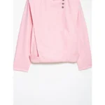 YENKYE Front Wrap With Buttons Pink Jacket Women Long Sleeve High Neck Streetwear Loose Coat - Image 4