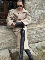 Solid Laepl Lace Up Trench Coat Women Fashion Full Sleeve Waist Cinching Short Windbreak 2026 New Autumn Office Commute Outwear - Image 2