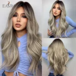 EASIHAIR Long Body Wave Wigs Ombre Black Brown Blonde Synthetic Wig Cosplay Middle Part Natural Heat Resistant Wig for Women - Image 9