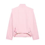 YENKYE Front Wrap With Buttons Pink Jacket Women Long Sleeve High Neck Streetwear Loose Coat - Image 2