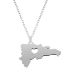 The Dominican Republic Map Pendant Necklace for Women Men Gold Silver Color Stainless Steel Chain Jewelry Map of Dominican - Image 5