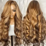 P4/27 Highlight  Brown Body Wave 13x6 Human Hair Wig Honey Blonde Colored 13x4 HD Lace PrePlucked 40 46 Inch Wigs For Women - Image 4