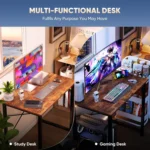 31 Inch Small Computer Desk for Home Office, Modern Study Writing Table with X-Shaped Reinforcement, Rustic Brown - Image 4