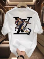 New high-end luxury fashion brand short-sleeved T-shirt suitable for men and women Collar design for better air circulation - Image 2