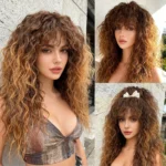 New Arrival Wig Natural Wool Curly Bangs Synthetic Full Head Wig Cap Heat Resistant Fiber Curly Hair Wig for Women Daily Style - Image 3