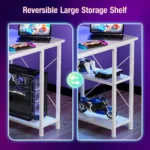 JHK 48 Inch Computer Desk with with Shelves Storage Drawers Office Wood Table with LED Lights Power Outlets Gaming Desk - Image 5