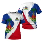 Haitian Flag Pattern T-Shirt For Men Haiti National Emblem 3D Printed Tees Summer Casual Loose T Shirts O-Neck Top Short Sleeves - Image 3