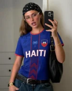 2026 New Women Haiti Flag Soccer Jersey Retro Crewneck Short Sleeve Breathable Loose Fit Streetwear Casual Football Shirt - Image 6