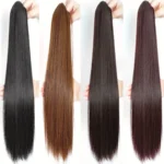 20inches Synthetic straight hair clip ponytail wig clip on a woman's ponytail hair extension wig natural black fake ponytail - Image 2