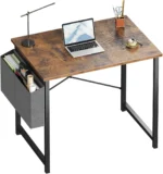 Computer Desk 31 Inch Home Office Desk for Small Spaces, Gaming Writing Study Work Table with Storage Bag, Rustic Brown