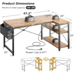 Brown Corner L-Shaped Computer Desk with Power Outlets and Reversible Storage, Ideal for Small Home Office Spaces Customized - Image 3