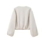 MUJER 2025 Fleece Bomber Jackets for Women Soft Zipper Woman's Sports Jacket Long Sleeve Cropped Jacket Women Coats Outerwears - Image 4
