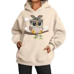 2025New Cute Owl Design Women Hoodies American Style Casual Hoody Autumn Hip Hop Hoodie Casual Fleece Clothing Female Sweatshirt - Image 8