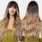 Brown Wavy Wigs for Women with Bangs Long Natural Synthetic Hair Wig Daily Cosplay Heat Resistant - Image 15