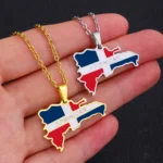 New Dominican Map Flag Pendant Necklace Stainless Steel Men Women Gold/Steel Color Dominicana Maps Jewelry Gift - Image 6