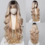 Brown Wavy Wigs for Women with Bangs Long Natural Synthetic Hair Wig Daily Cosplay Heat Resistant - Image 8