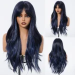 Brown Wavy Wigs for Women with Bangs Long Natural Synthetic Hair Wig Daily Cosplay Heat Resistant - Image 11