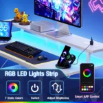 JHK 48 Inch Computer Desk with with Shelves Storage Drawers Office Wood Table with LED Lights Power Outlets Gaming Desk - Image 3