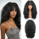New Arrival Wig Natural Wool Curly Bangs Synthetic Full Head Wig Cap Heat Resistant Fiber Curly Hair Wig for Women Daily Style - Image 6