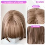 MEISU 32 Inch Long Wave Bangs Wig Synthetic Fiber Layered Hair Heat-Resistant Natural Smooth Extend Hair Selfie Party - Image 5