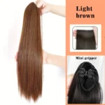 20inches Synthetic straight hair clip ponytail wig clip on a woman's ponytail hair extension wig natural black fake ponytail - Image 8