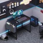 31 inch Computer Desk for Small Spaces, Home Office Writing Table with Storage Bag, Black - Image 2