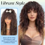 New Arrival Wig Natural Wool Curly Bangs Synthetic Full Head Wig Cap Heat Resistant Fiber Curly Hair Wig for Women Daily Style - Image 4