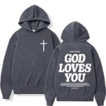 new2026Harajuku Aesthetic Christian Jesus Church Bible Verse God Loves You Hooded Men’s Women Vintage Sweatshirts Streetwear Y2K