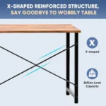 31 Inch Small Computer Desk for Home Office, Modern Study Writing Table with X-Shaped Reinforcement, Rustic Brown - Image 6
