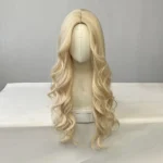 Big waves of golden synthetic wig for Halloween party cosplay role-playing daily wear with high-temperature synthetic wig cap - Image 2