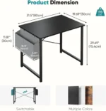 31 inch Computer Desk for Small Spaces, Home Office Writing Table with Storage Bag, Black - Image 3