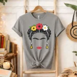 Frida Inspired Floral Portrait Shirt Minimalist Mexican Art Tee Graphic T Shirts Oversized T Shirt  Aesthetic Clothes Harajuku