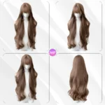 MEISU 32 Inch Long Wave Bangs Wig Synthetic Fiber Layered Hair Heat-Resistant Natural Smooth Extend Hair Selfie Party - Image 4