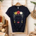 Frida Inspired Floral Portrait Shirt Minimalist Mexican Art Tee Graphic T Shirts Oversized T Shirt  Aesthetic Clothes Harajuku - Image 4